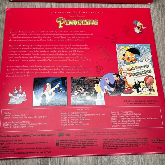 Walt Disney's Pinocchio Masterpiece Deluxe CAV LaserDisc Edition Complete Set - Picture 3 of 12